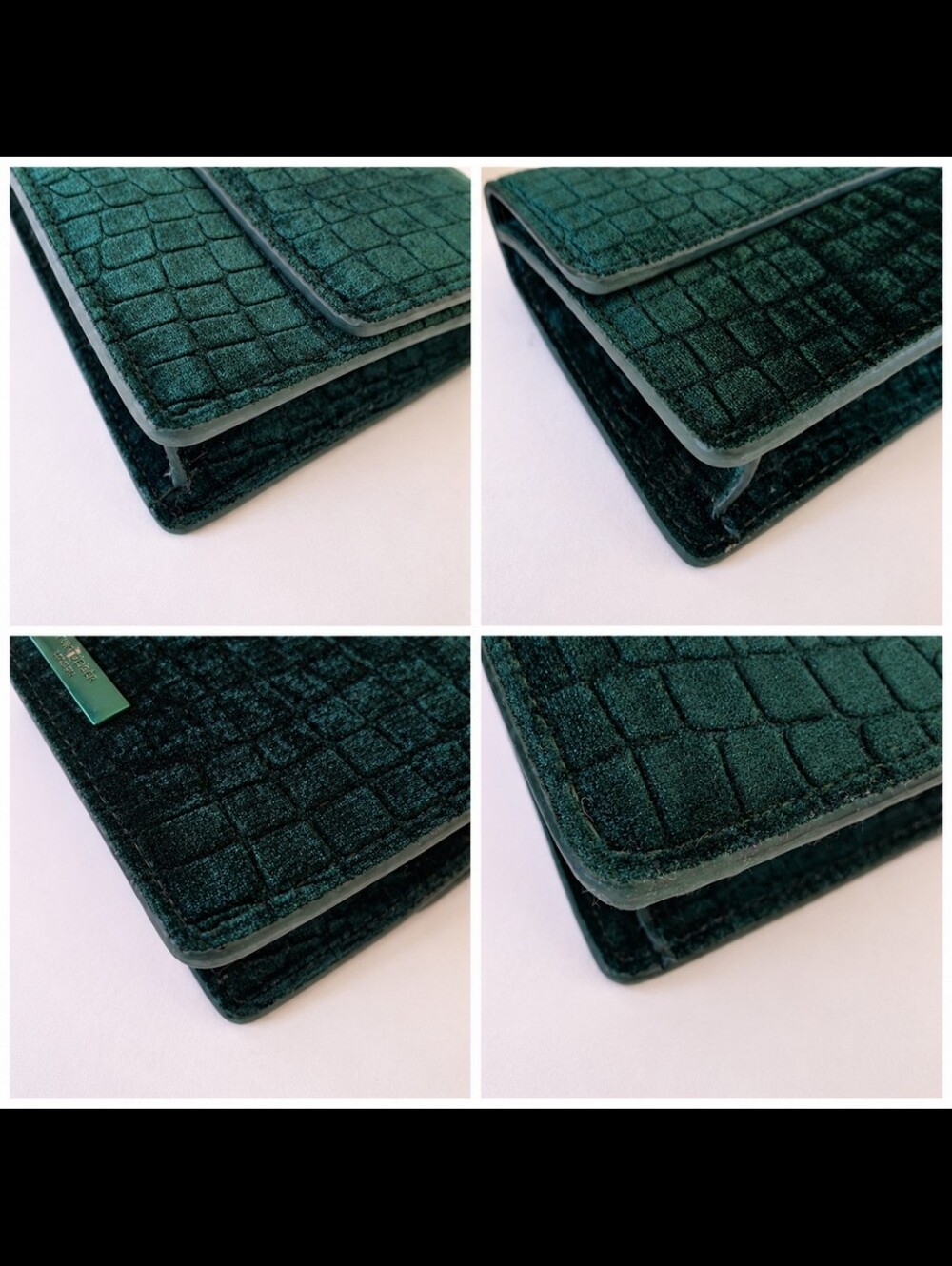 Kurt Geiger Shoreditch Small Emerald Green Velvet Crossbody Bag Mirror - Picture 15 of 15